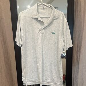 Peter Millar Light Blue Patterned Polo Shirt with Embroidered Logo